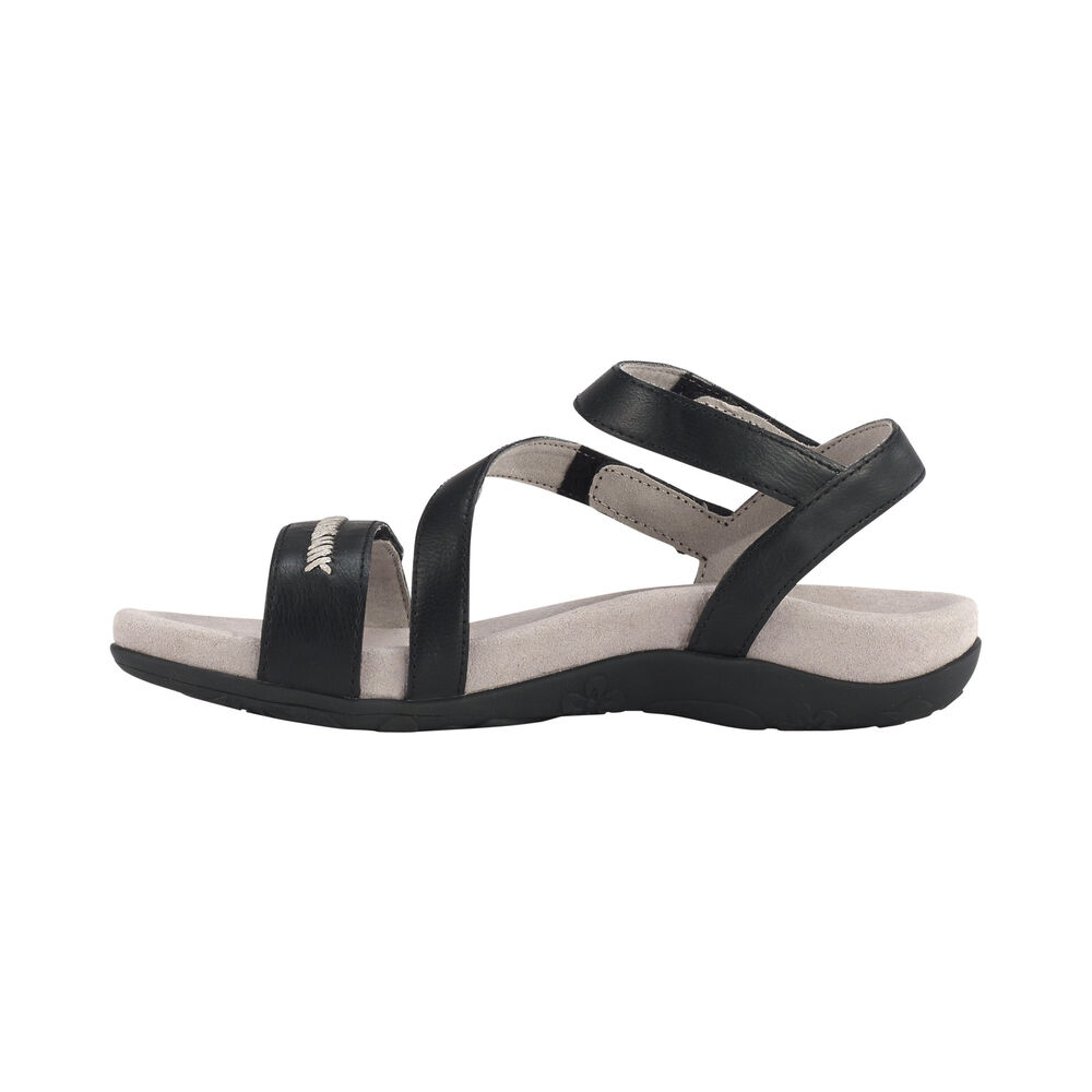 Aetrex Women's Gabby Adjustable Quarter Strap Sandals - Black | USA 3MX2O6W